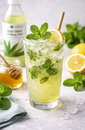 Agus's Aloe Mint Honey Refresher Mocktail