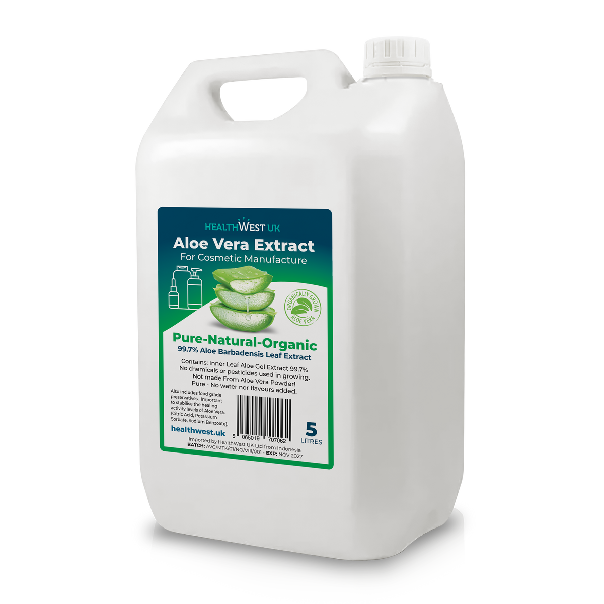 5L Organic Aloe Vera Extract for Cosmetic Manufacture image 0