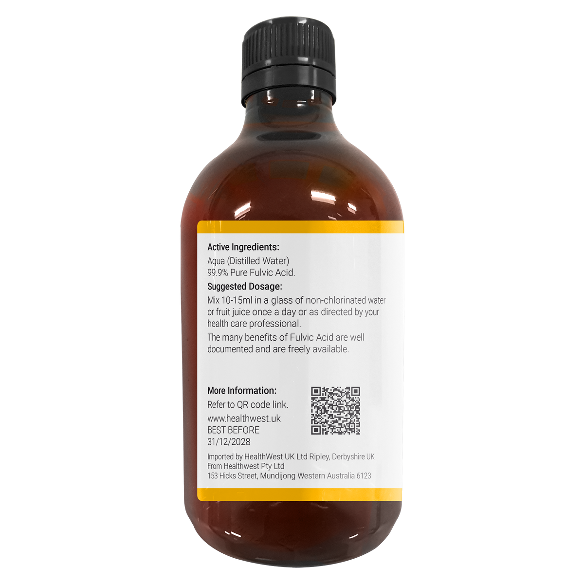 HealthWest FA100 (Pure Fulvic) 500ml Glass image 1