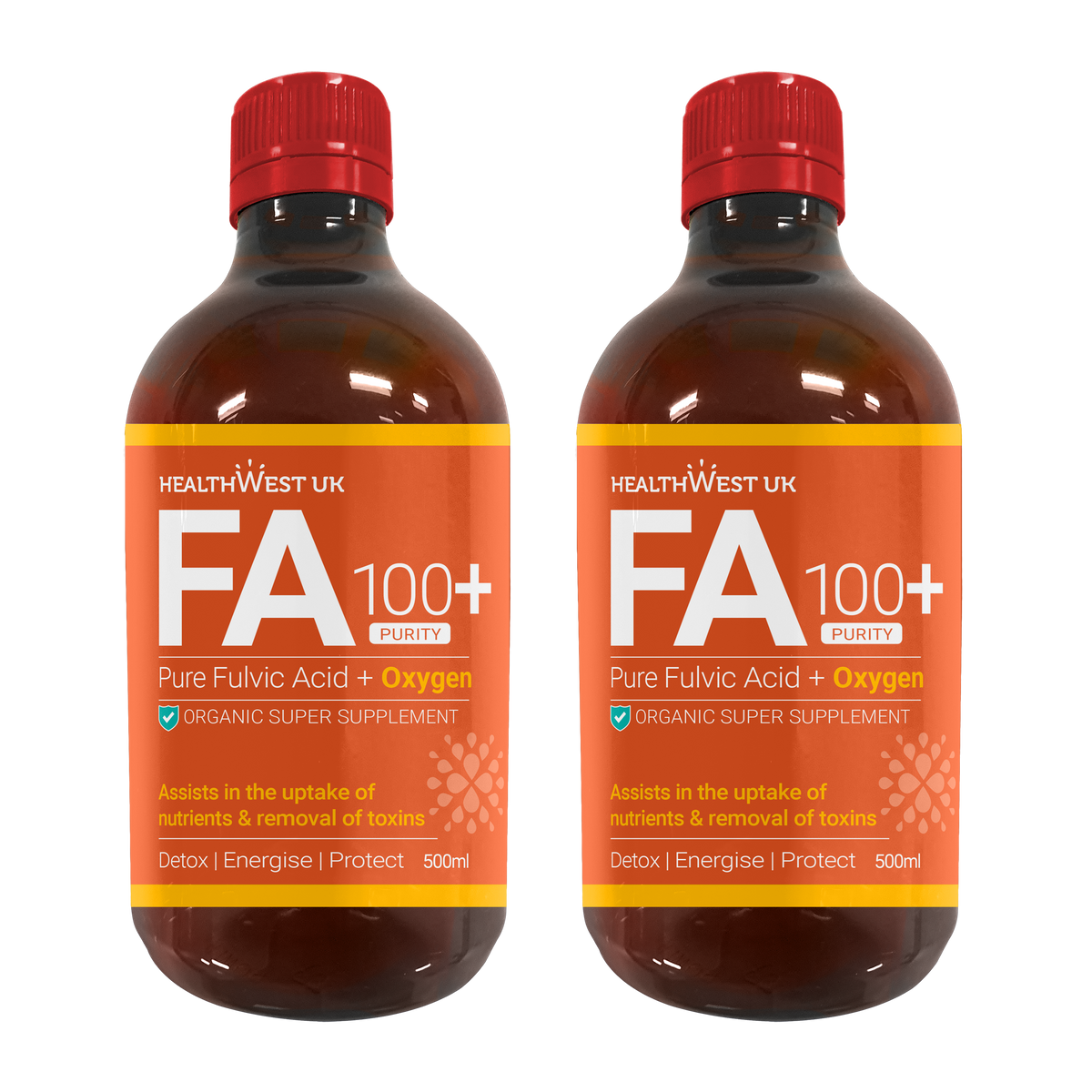 Healthwest FA100+ Pure Fulvic with Oxygen 500ml x 2 Bottle Bundle image 0