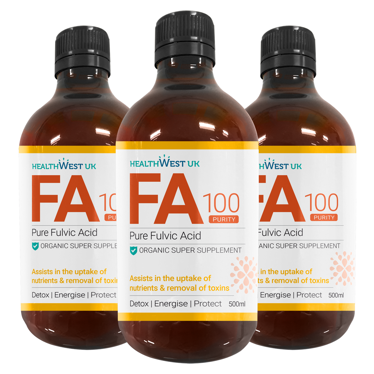 Healthwest Pure Fulvic 500ml x 3 Bottle Bundle image 0